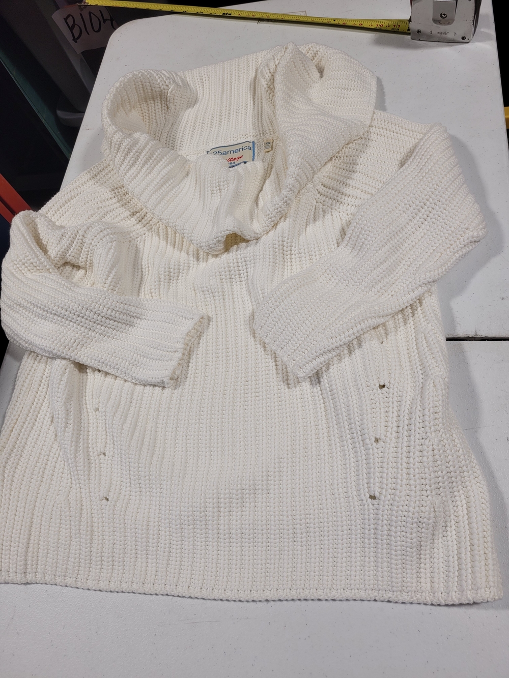 525 America Cream Ribbed Cowl Neck Sweater